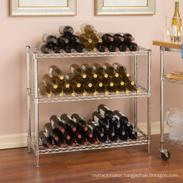 Adjustable DIY Chrome Wire Metal Wine Bottle Display Shelf